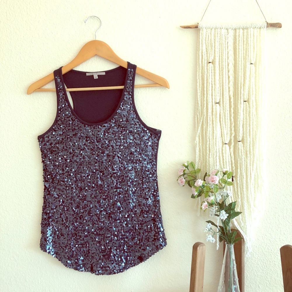 GAP Navy Blue Sequined Jersey Tank